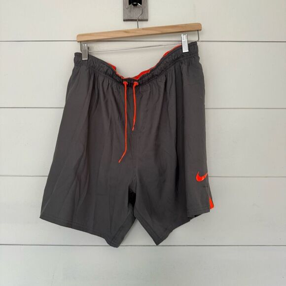 Nike Men’s XL Grey Coral Orange Workout Athletic Shorts - Picture 1 of 6